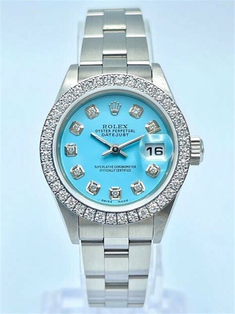 blue face ladies rolex|Rolex op tiffany blue.